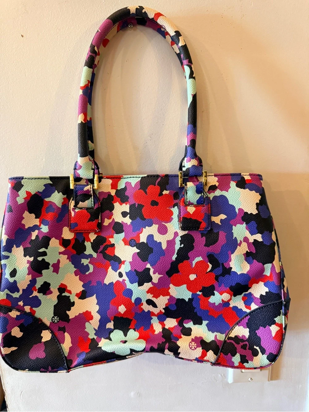 Tory Burch Multicolor Robinson Satchel in Oceanic Camo Floral